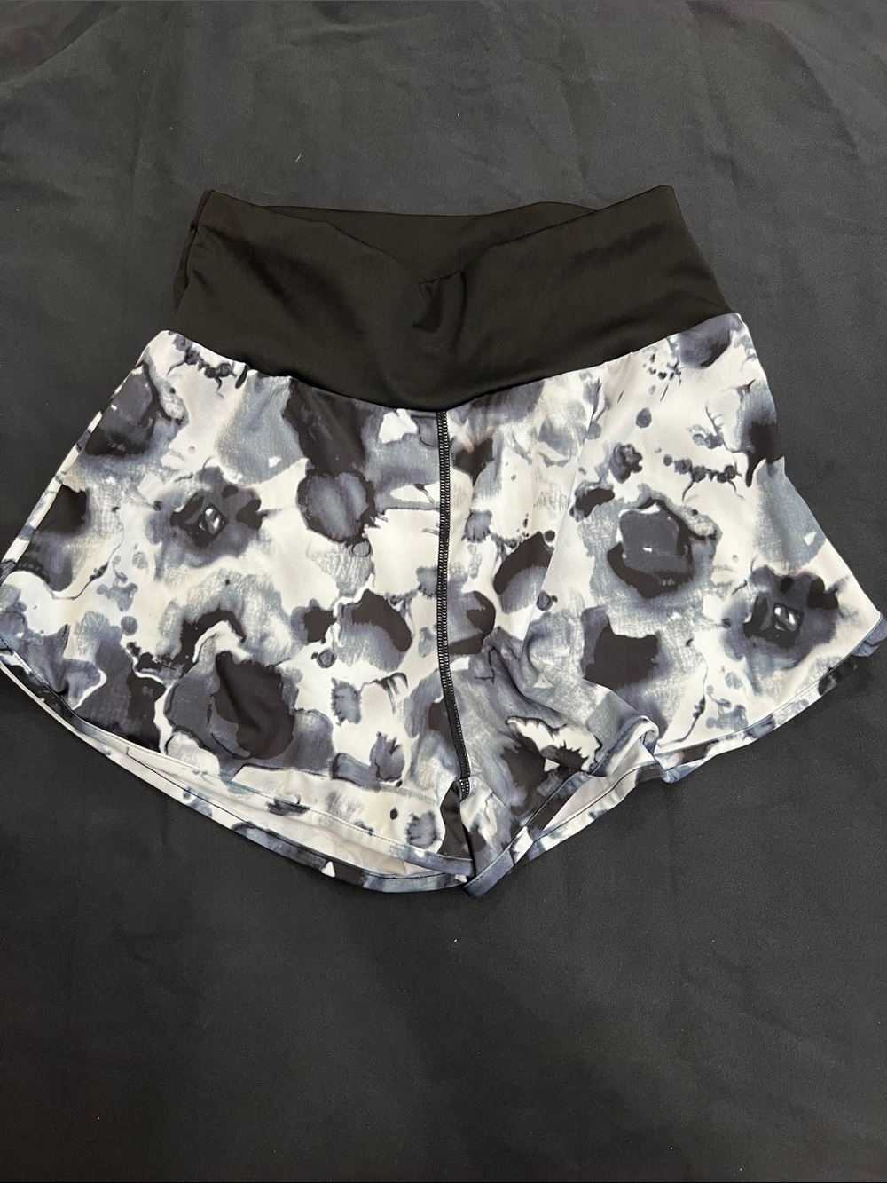Women's Black and Gray Printed Active Shorts from SHEIN (no built in liner)